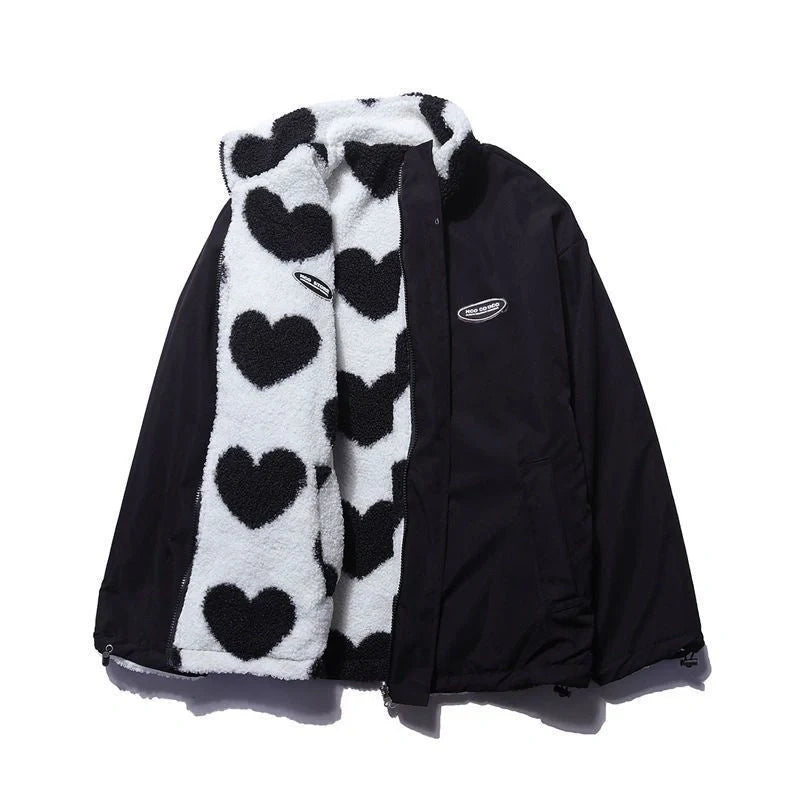 Cosy reversible cotton coat with fleece lining, available in black, pink and sky blue colours