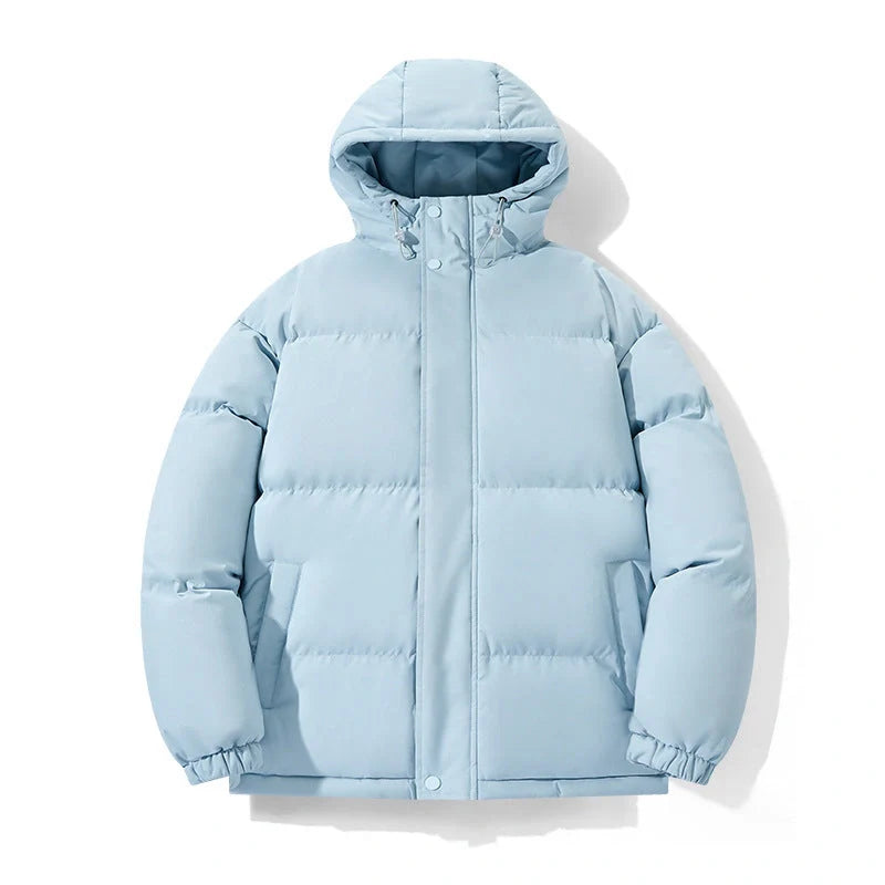 Cotton chenille hooded coat in pink, black, khaki, and sky blue for winter warmth