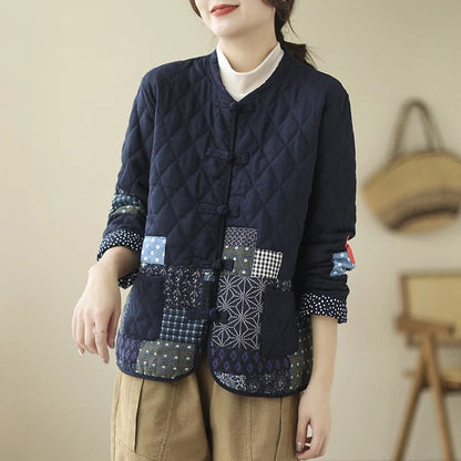 Vintage patch cardigan with rhombus pattern and buckle details in yellow and blue