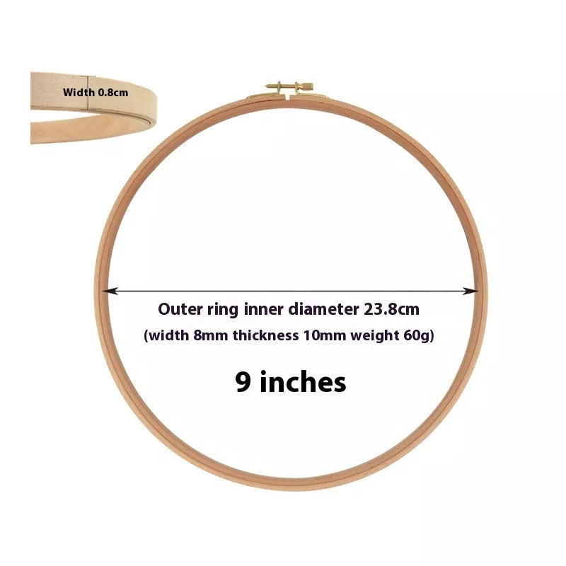 Adjustable Cross Wreath in bamboo for embroidery frames, sizes 4 to 12 inches