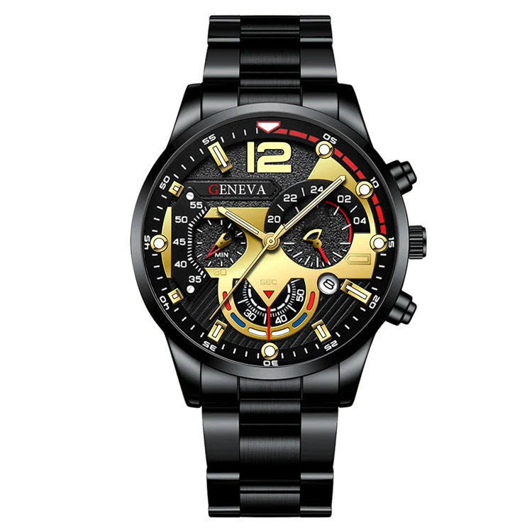 Premium stainless steel men's watch with bracelet in multiple color options