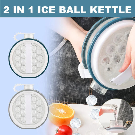 2-in-1 Portable Ice Bottle and Cold Kettle in light grey and blue
