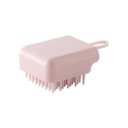 Soft TPR Pet Bath Massage Brush for dogs and cats in white, pink, blue, and yellow