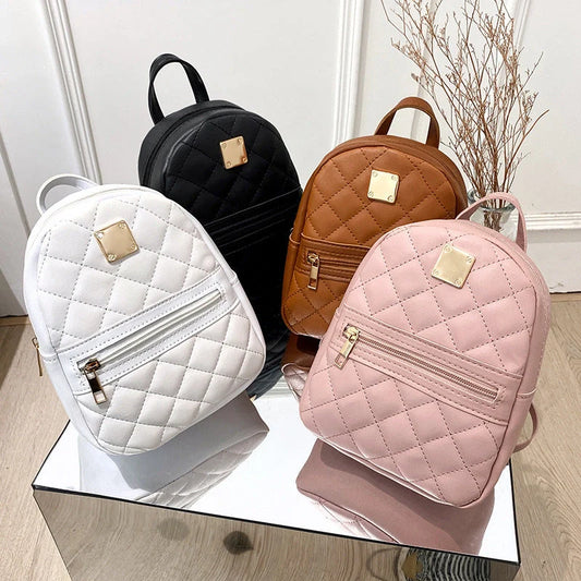 Personalised Women's Fashion Backpack in PU Material with Geometric Design