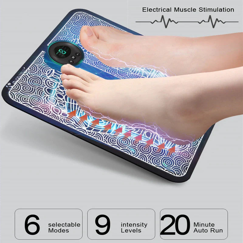 Premium electric foot massager with adjustable settings, wireless remote control, and intelligent power-off protection for a customised relaxation experience.