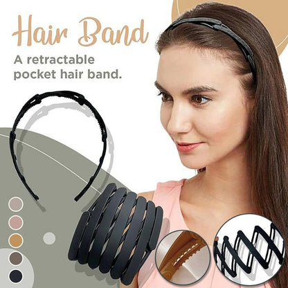 Retractable Pocket Hair Band - A stylish, secure, and convenient hair accessory that can be easily stored in your pocket or bag.