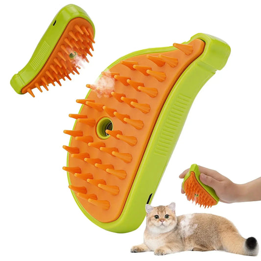 3-in-1 Pet Grooming Brush with Steamy Massage, Effective Hair Removal, and Relaxing Grooming Experience for Cats and Dogs