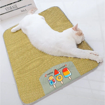 Cooling Rattan Pet Mat for dogs and cats with sponge support, available in multiple sizes