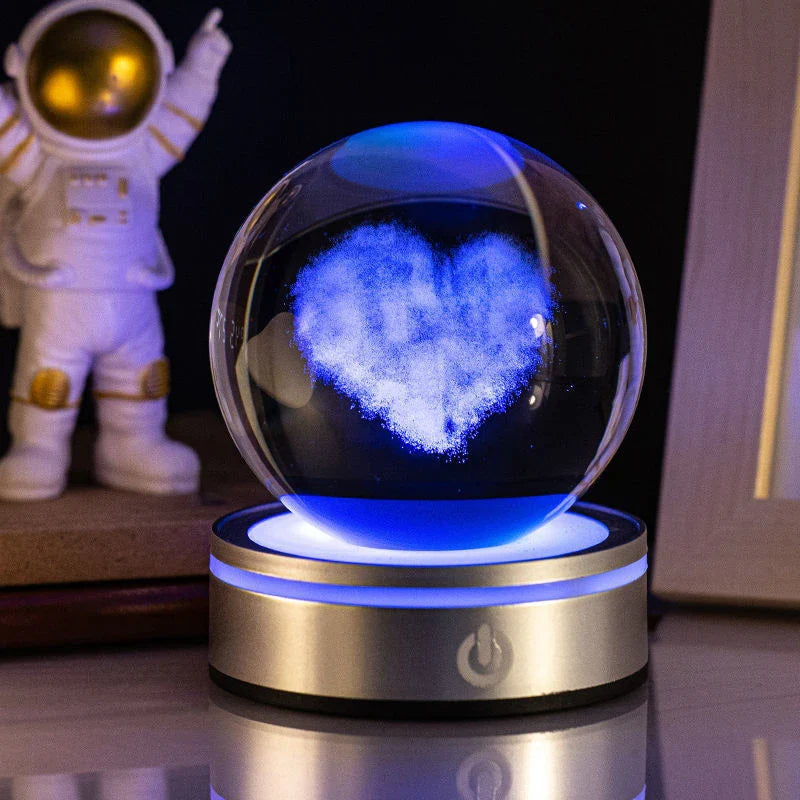 Captivating 3D crystal night lamp with intricate patterns and warm, soothing LED illumination for enchanting home decor