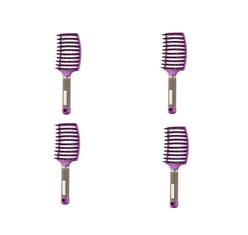 A premium hair brush with a sleek design, featuring soft bristles and a rounded massage function for healthy, detangled hair