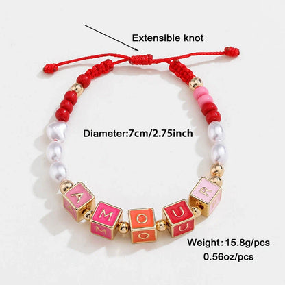 Elegant necklace and bracelet set with delicate beads and English letter charms, crafted with premium alloy materials