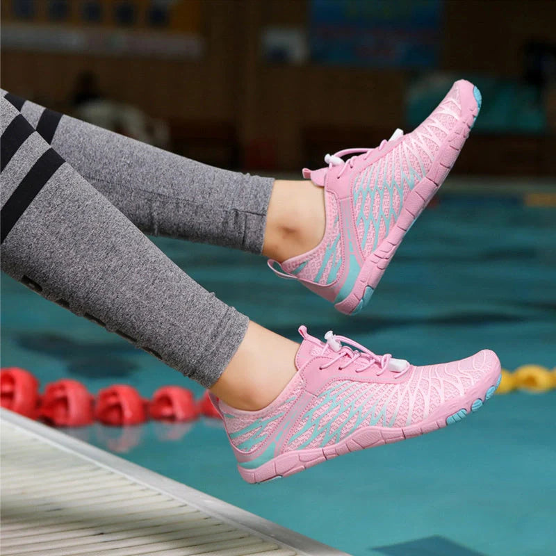 Smmer Water Shoes with non-slip rubber sole and mesh upper in various colours