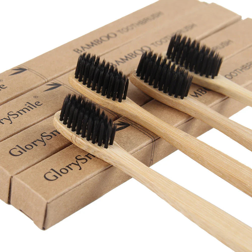 Premium bamboo toothbrush with charcoal bristles for gentle, eco-friendly oral care