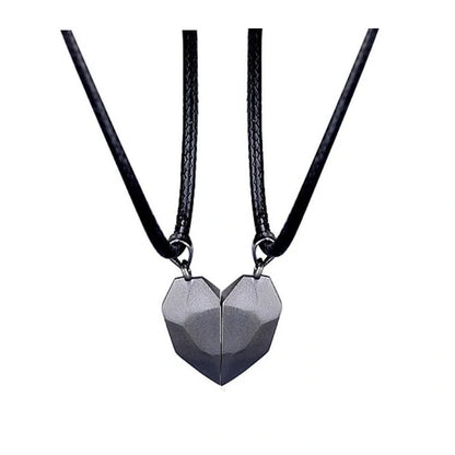 Minimalist gold-plated magnetic heart pendant couple necklace symbolising love and connection.