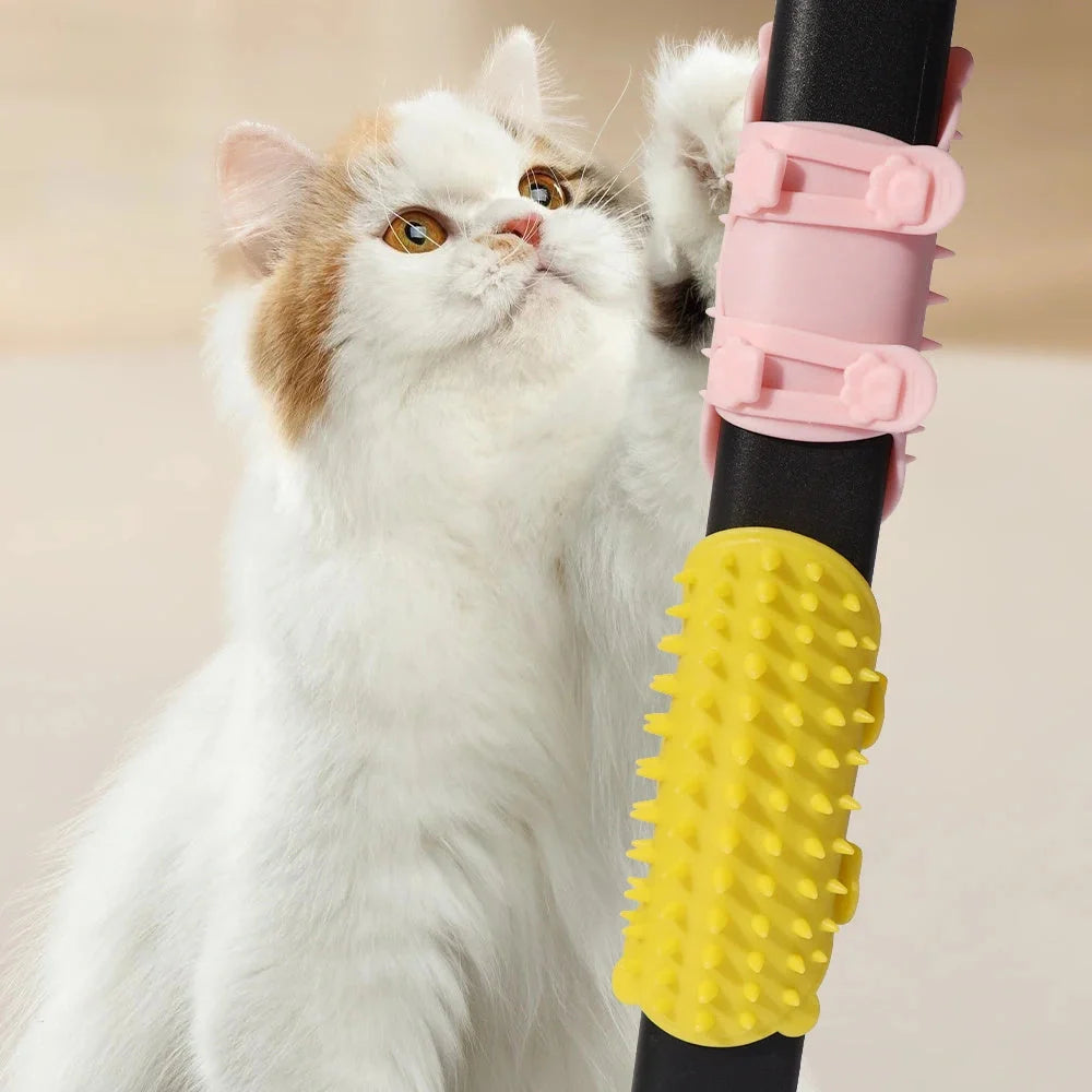 Soothing pet grooming tool with massage and hair removal features, suitable for cats, dogs and other pets