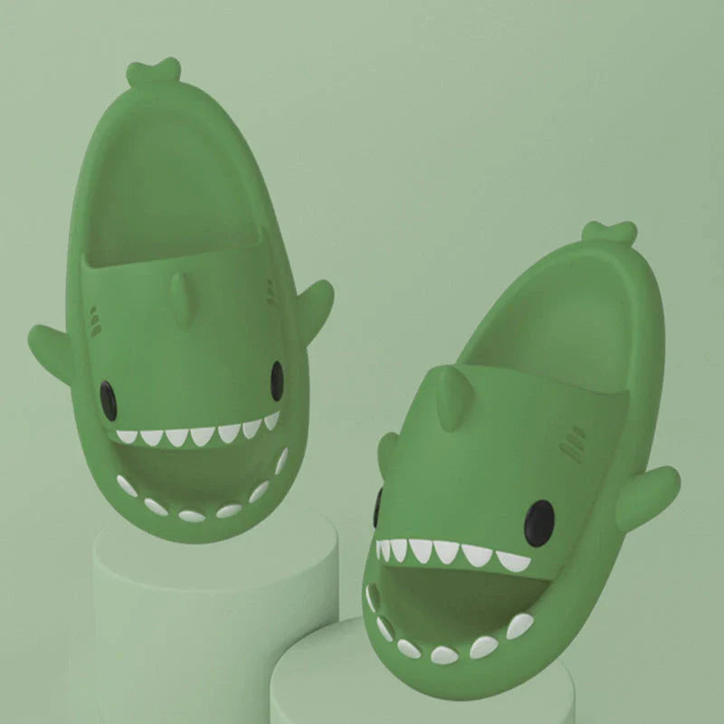 Cozy shark-themed slippers made of plush EVA material for indoor and outdoor wear with customized support