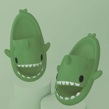 Cozy shark-themed slippers made of plush EVA material for indoor and outdoor wear with customized support