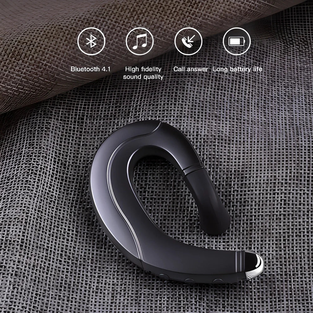 Bluetooth Ear-Hook Headset with Bone-Conduction Technology in Red, Black, and Blue Colours