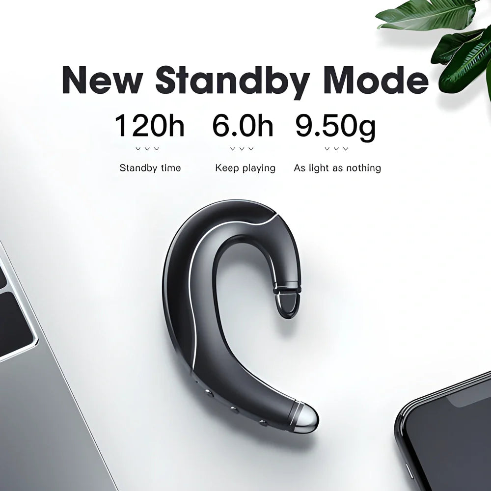 Bluetooth Ear-Hook Headset with Bone-Conduction Technology in Red, Black, and Blue Colours