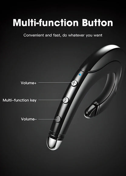 Bluetooth Ear-Hook Headset with Bone-Conduction Technology in Red, Black, and Blue Colours