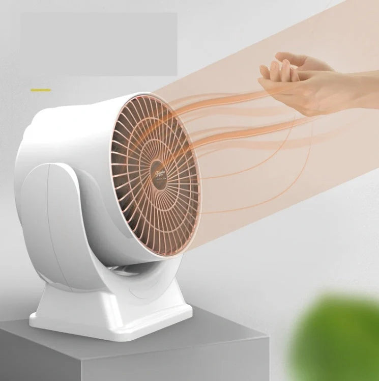 Desktop Mini Mute Household Heater in white and red, compact size for small spaces