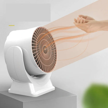 Desktop Mini Mute Household Heater in white and red, compact size for small spaces