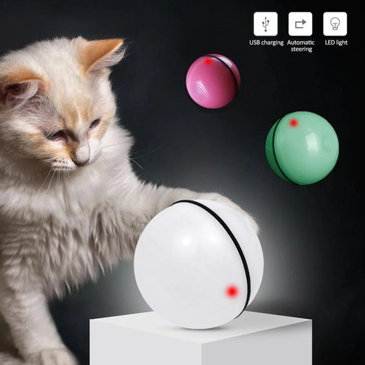 Interactive LED laser cat toy ball with catnip, perfect for keeping your feline friend entertained