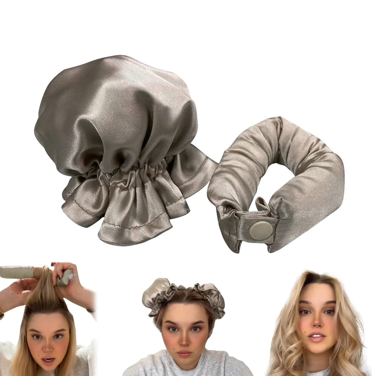 Heatless curl stick with cloth cover for safe overnight hair styling