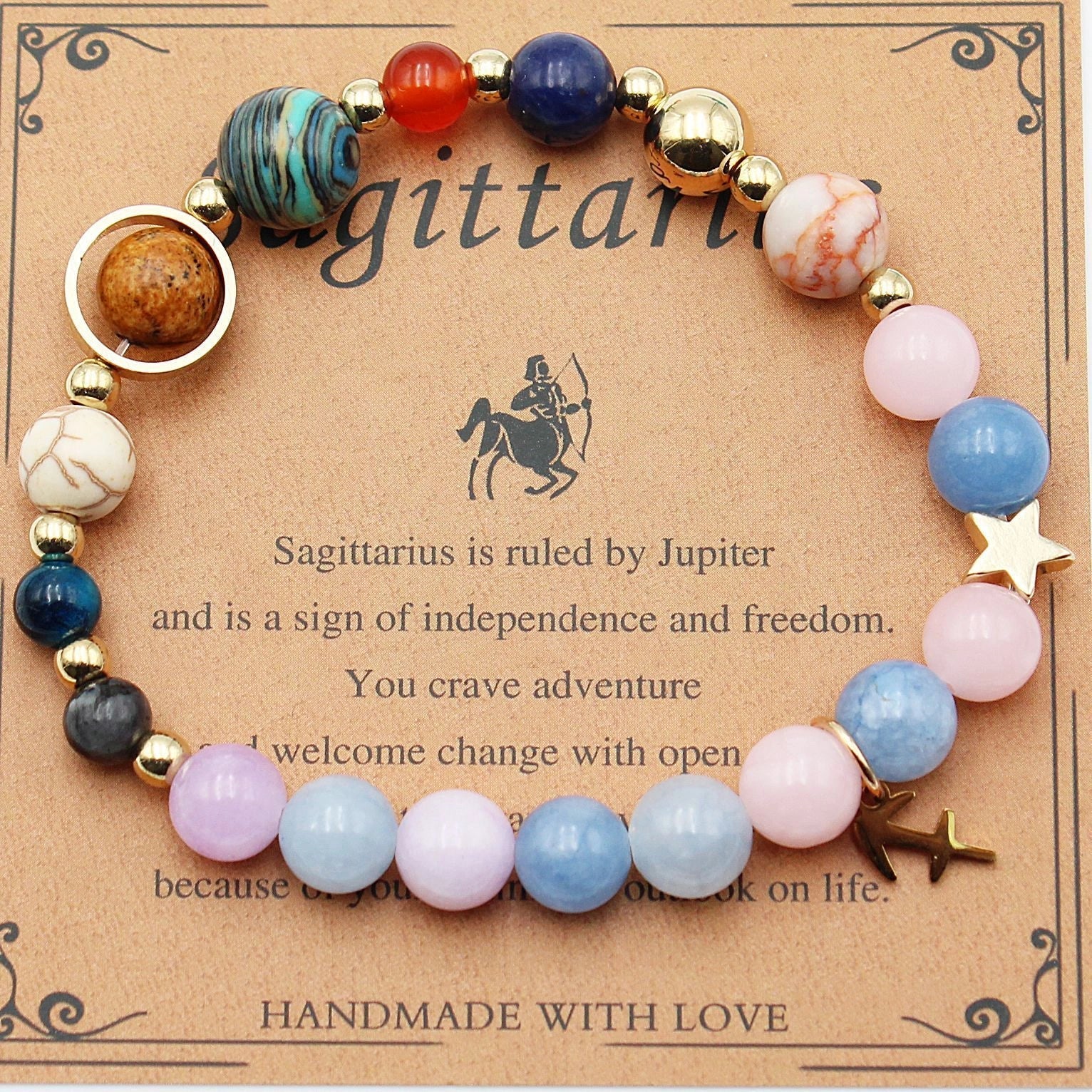 Morgan Stone Beaded Bracelet with twelve constellation designs