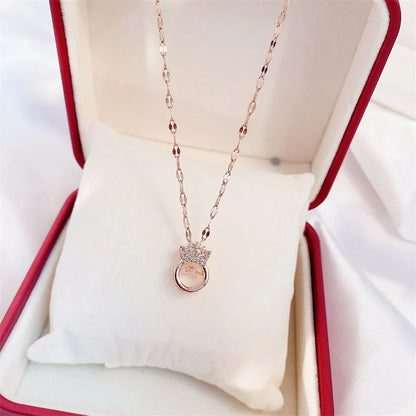 Valentine's Day titanium steel perfume bottle pendant necklace with zircon detail
