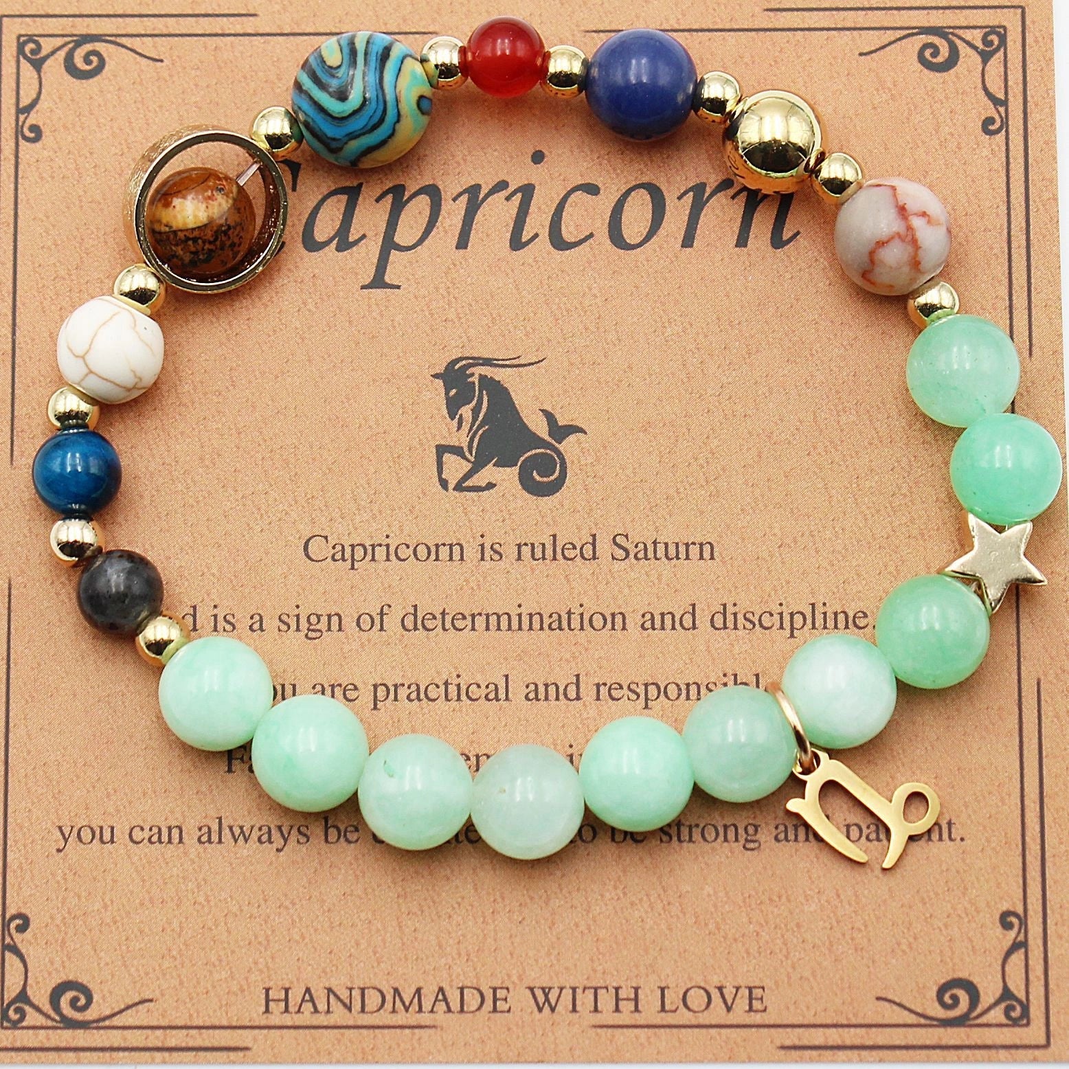 Morgan Stone Beaded Bracelet with twelve constellation designs