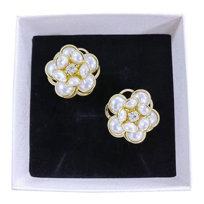 Small flower stud earrings for women in colour, black, and white options - sweet and trendy design