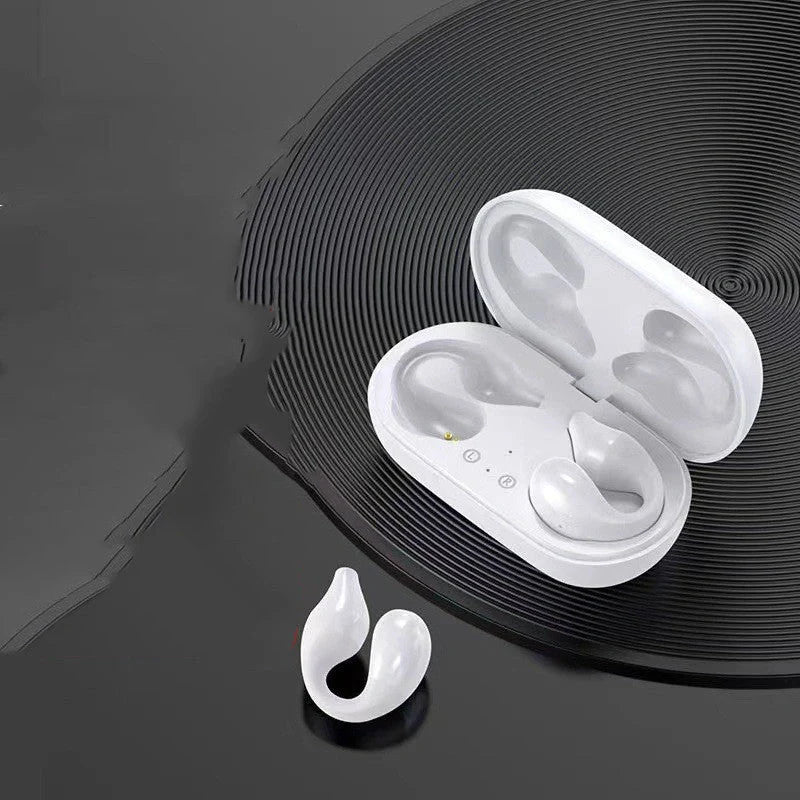 Bluetooth 5.2 bone conduction headphones in white and black with HIFI sound