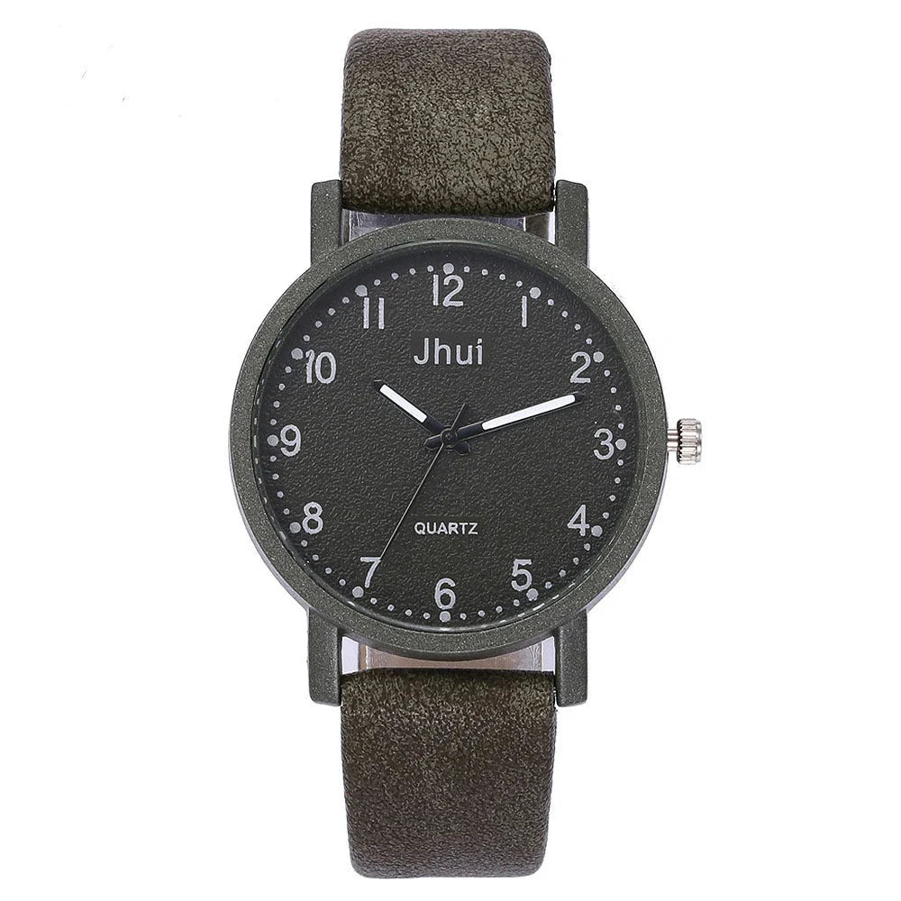 Stylish analog quartz watch for women with stainless steel clasp and PU leather strap in various colors