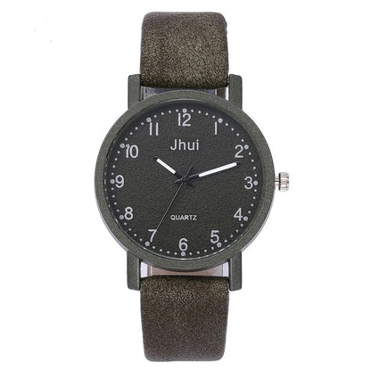Stylish analog quartz watch for women with stainless steel clasp and PU leather strap in various colors