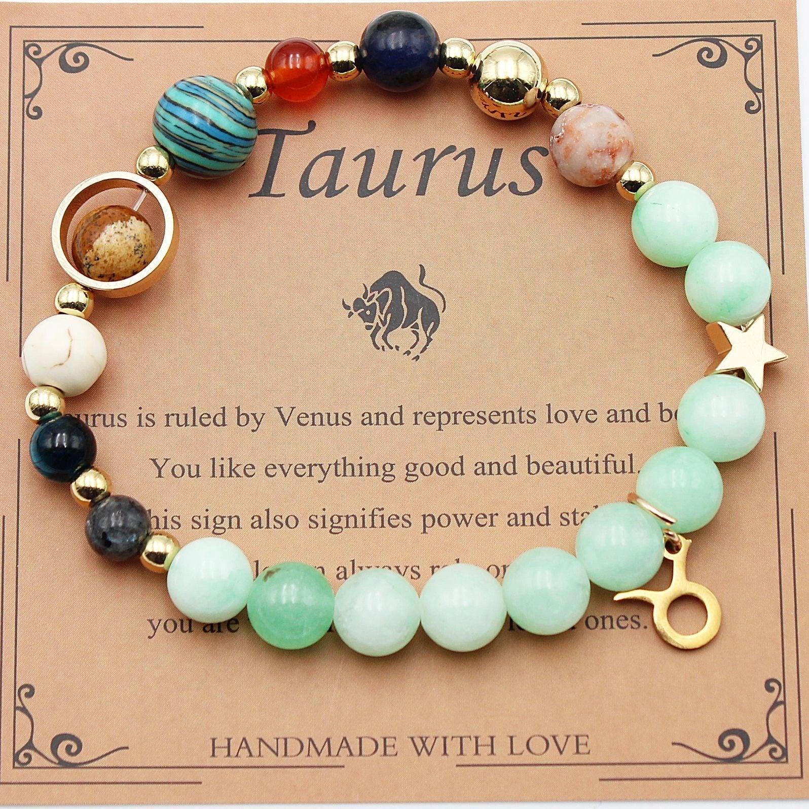 Morgan Stone Beaded Bracelet with twelve constellation designs