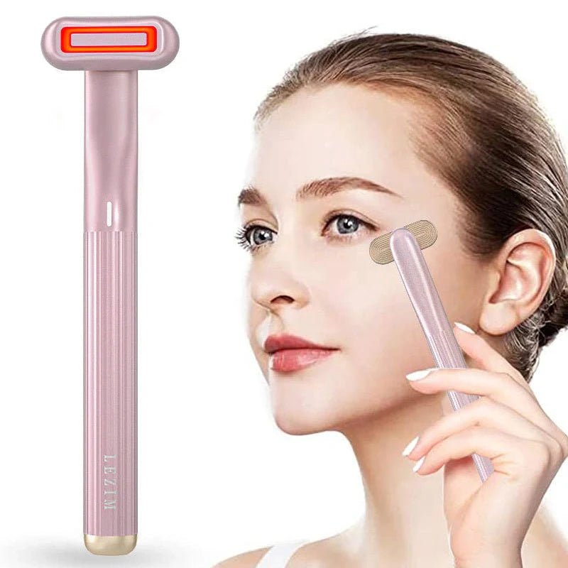 360 Degrees Rotary Eye Massage Wand with Red LED Light and Therapeutic Warmth for skincare