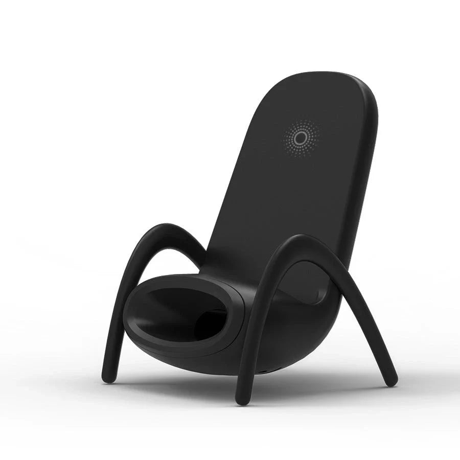 Stylish wireless charging stand with premium materials and fast Qi charging capabilities for Apple and Android smartphones