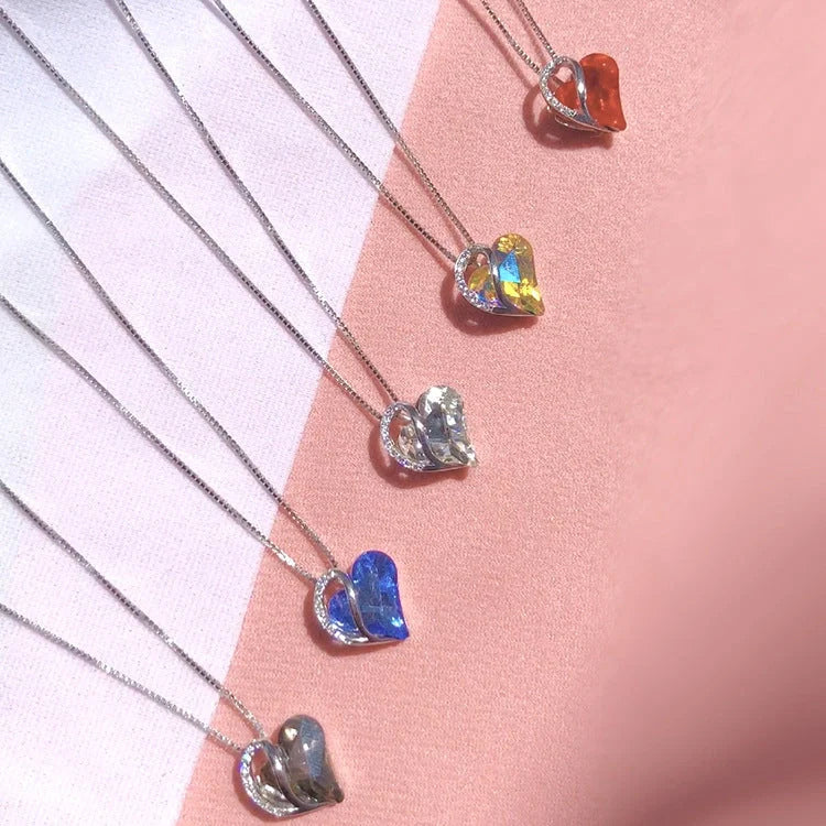 925 silver heart-shaped geometric necklace for women in various colours