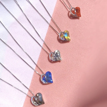 925 silver heart-shaped geometric necklace for women in various colours