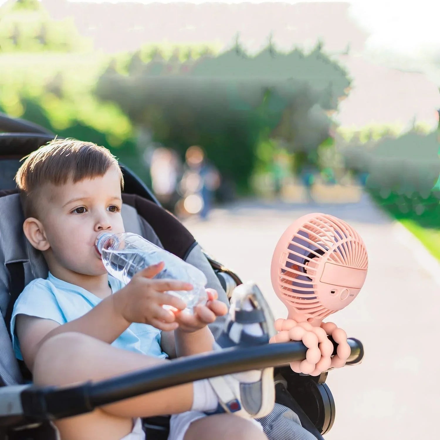 Portable USB Rechargeable Stroller Fan with Adorable Animal Design for Keeping Baby Cool and Comfortable