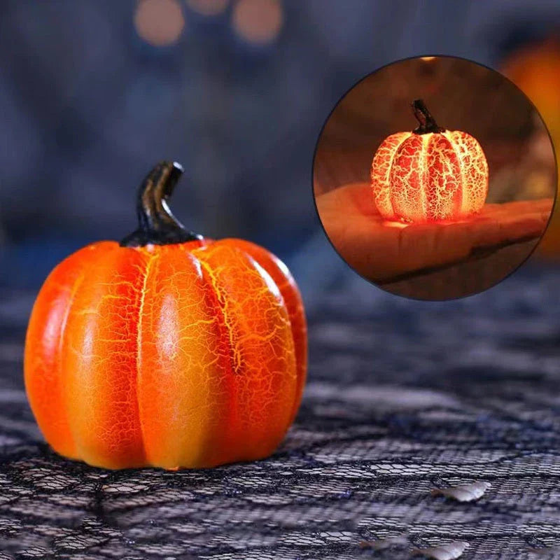 Enchanting Halloween Pumpkin Lantern with vivid pumpkin texture and warm LED lighting