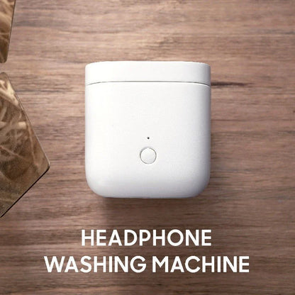 Automatic earbuds cleaning kit for AirPods, featuring a specialized chamber and cleaning mechanisms to thoroughly remove dirt and wax buildup