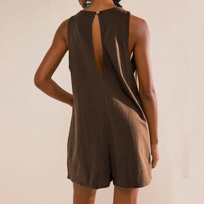 Stylish and comfortable cargo jumpsuit with pockets in various colors, including coffee, dark grey, army green, black, beige, and rose red.