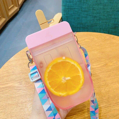 Summer children's water cup with straw, anti-leak design, and cartoon pattern