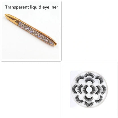 Premium self-adhesive eyeliner and false lash set in various shades