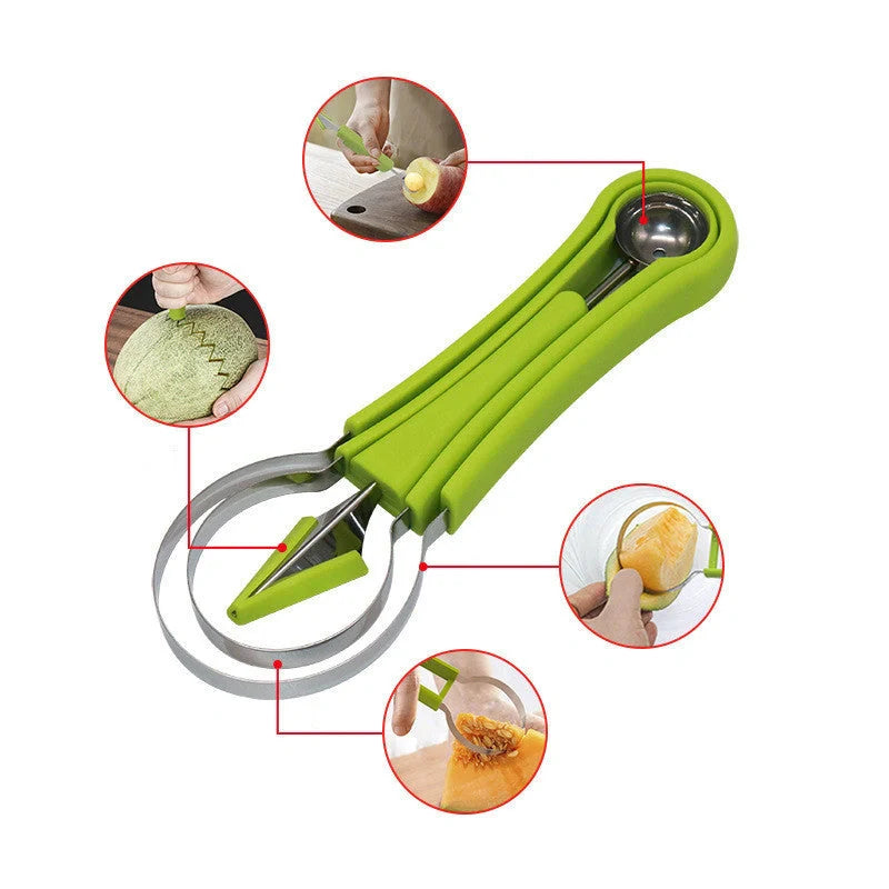 Stainless steel fruit ball excavator spoon with green and blue options