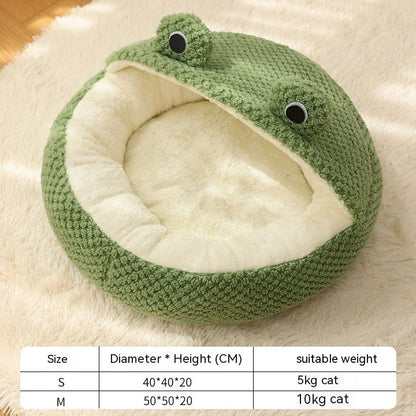 Little Frog Series Warm Plush Mat for small pets in green frog design
