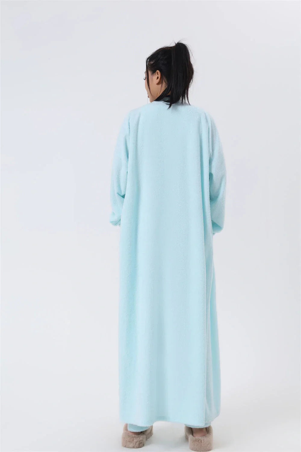 Cozy 3-Piece Lounge Set in soft, fluffy cotton-polyester blend with cropped top, wide-leg pants, and matching cardigan in various pastel colors