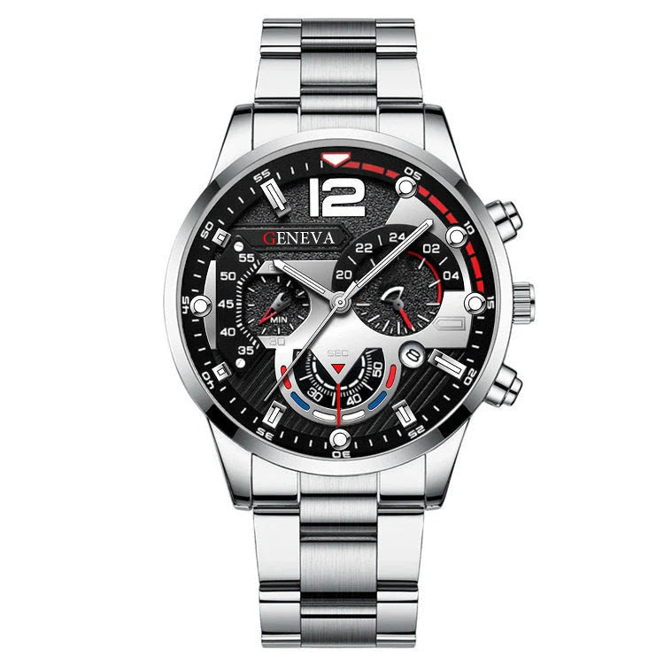 Premium stainless steel men's watch with bracelet in multiple color options